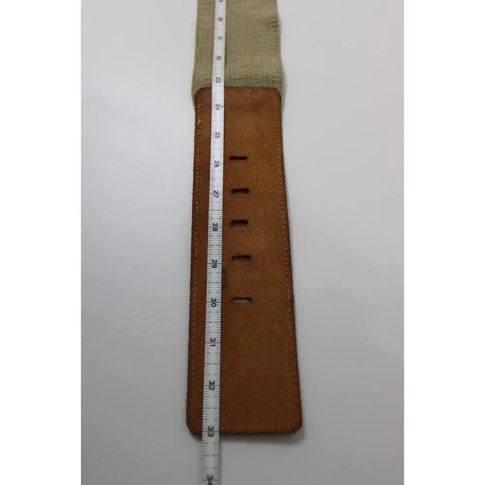 Vintage 90s First Issue USA Wide Stretch Belt Size M Brown Raffia Buckle Boho